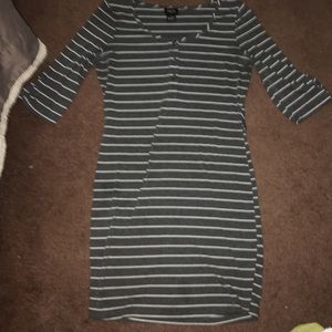 grey and white striped bodycon dress